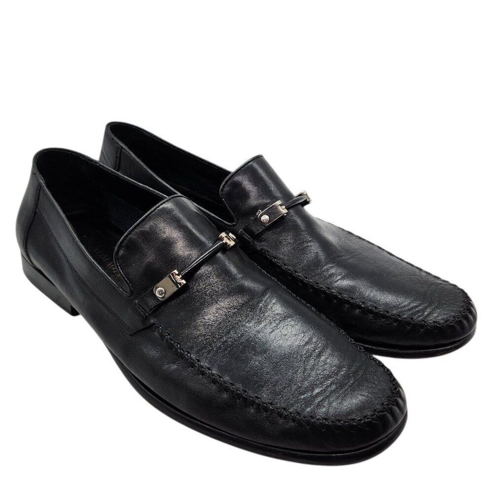 Bruno Magli Teodoro Bit Strap Black Nappa Leather Loafers 13 Slip On Dress Shoes